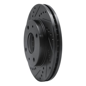 Hyundai Sonata Brake Rotor (1) - Front Left - R1 Concepts - Drilled & Slotted - Black - `01-`03